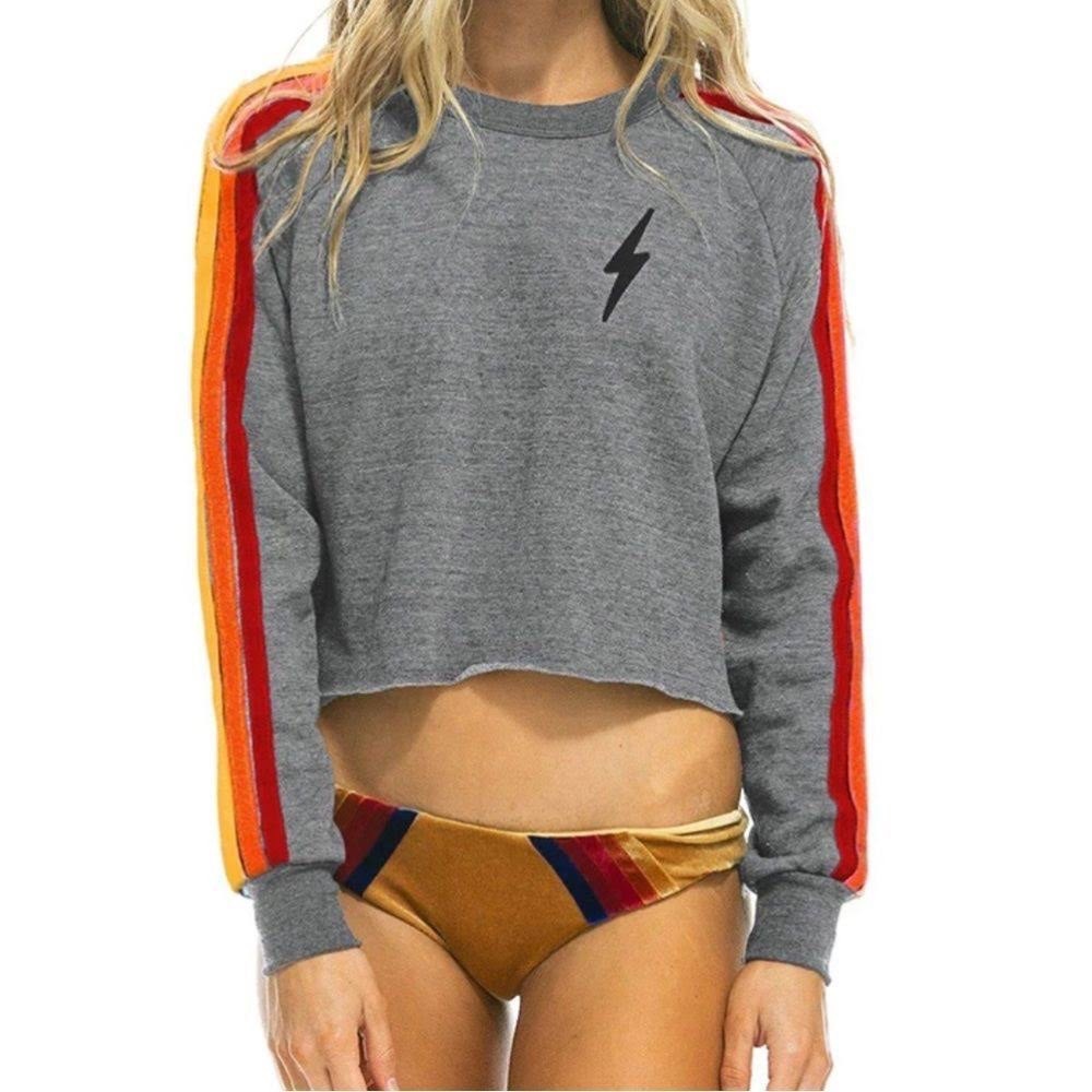 Never Worn Aviator Nation Bolt Cropped Crewneck Sweatshirt
